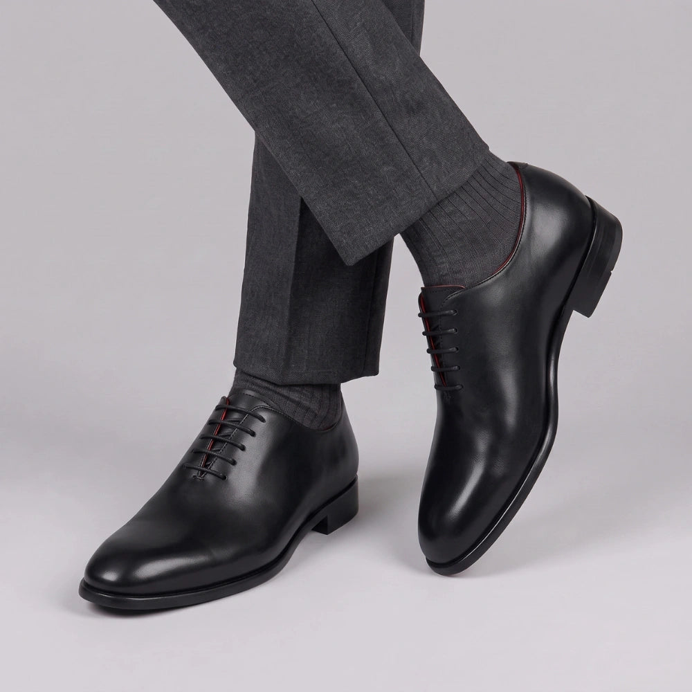 Men's elegant blue wholecut oxford in leather and red lining
