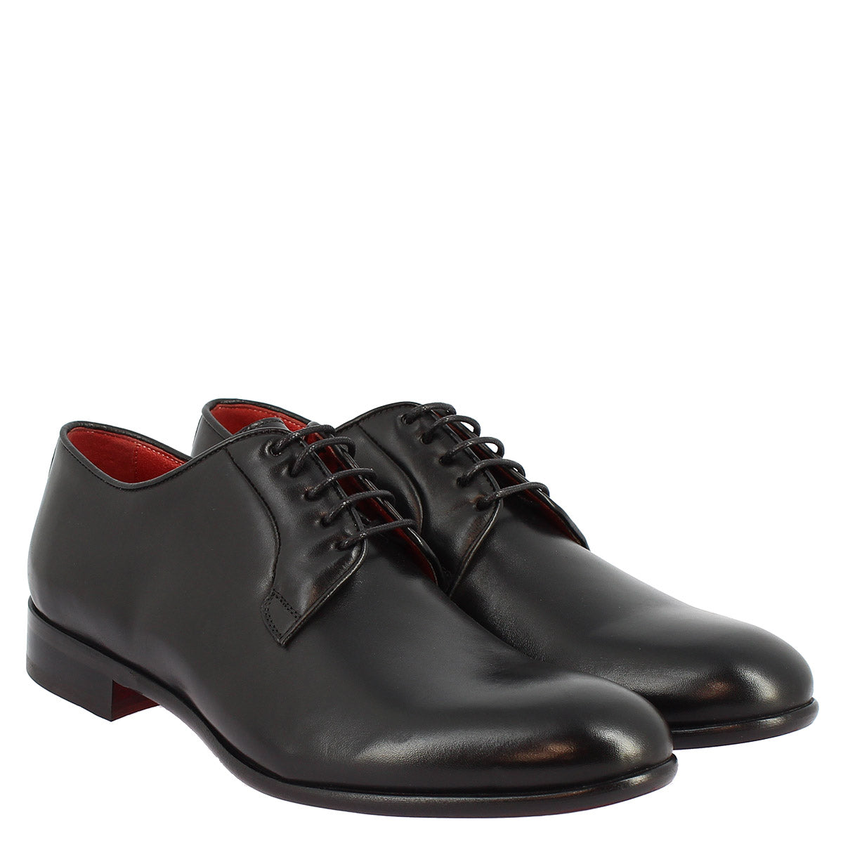 Chaussures à lacets faites main pour hommes en cuir noir