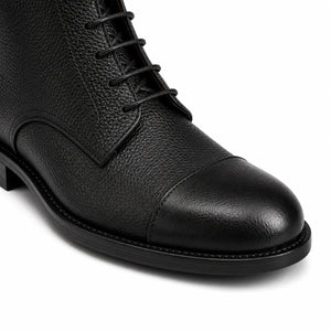 Atlas Black Leather Buckle Lace-Up Boots