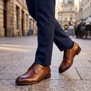 Elegant dark brown derby for men in smooth leather in just £189.99