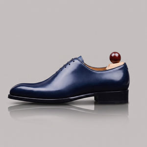 Handmade Men's Blue Patina Leather Formal Shoes