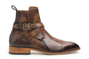 Handmade Men's Brown Leather Ankle High Jodhpur Boots