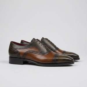 Handmade Men's Brown Leather Brogue Oxfords in just €178.99