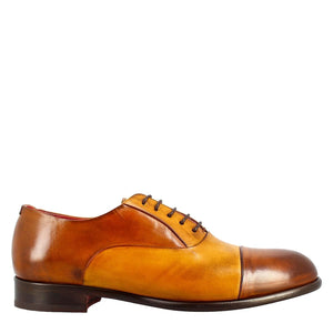 Elegant men's brown and yellow oxford in leather and red lining in just £189.99