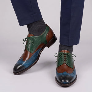 Men's Multi Color Genuine Leather Wingtip Oxford Shoes in just €184.99