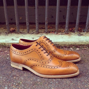 Men's Tan Leather Wingtip Brogue Oxford Shoes in just €187.99