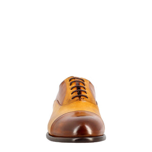 Elegant men's brown and yellow oxford in leather and red lining in just €189.99
