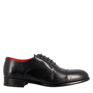 Men's elegant black oxford in leather and red lining in just €189.99