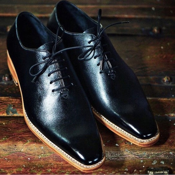 Formelle Schuhe aus echtem schwarzem Leder für Herren