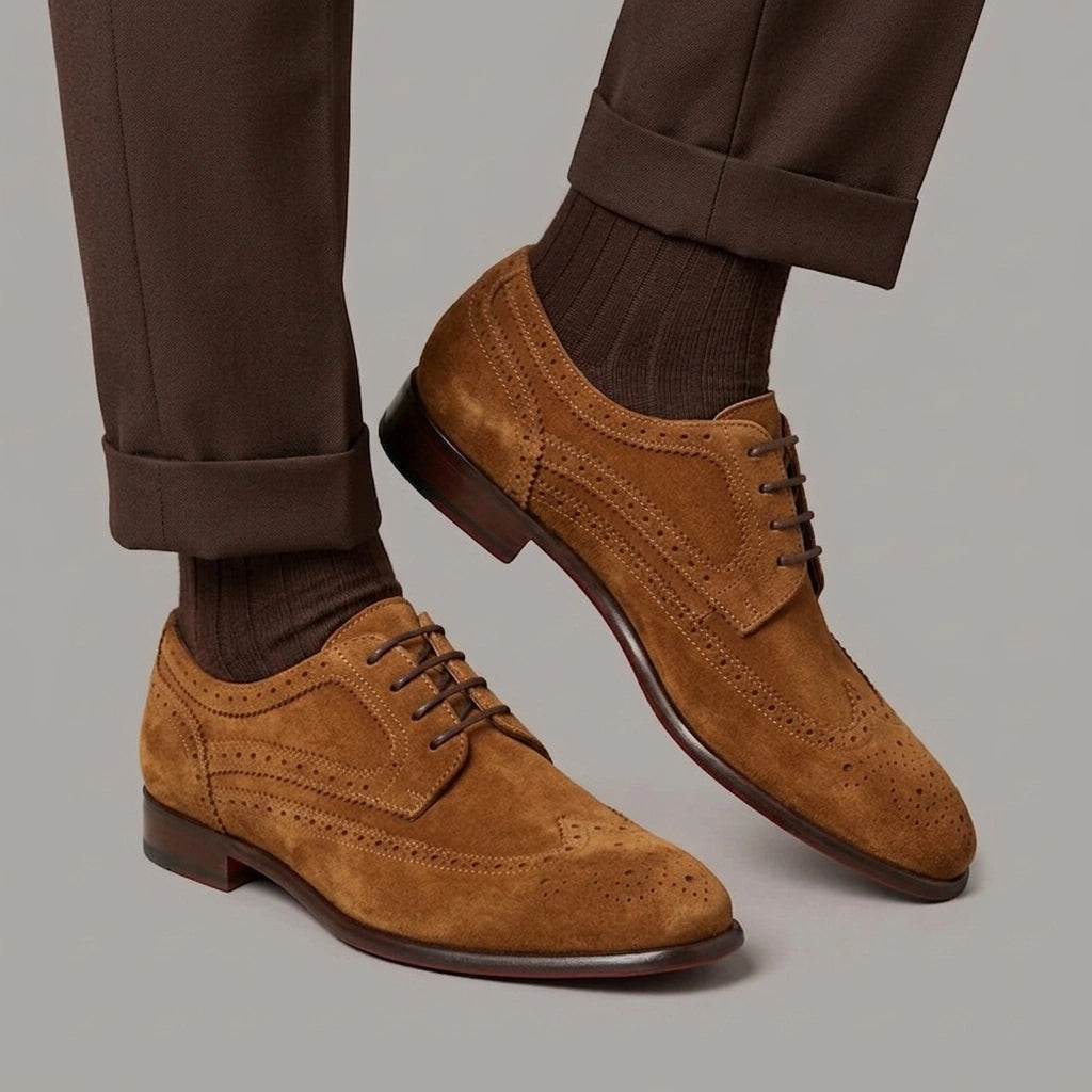 Derby élégant en daim marron pour homme