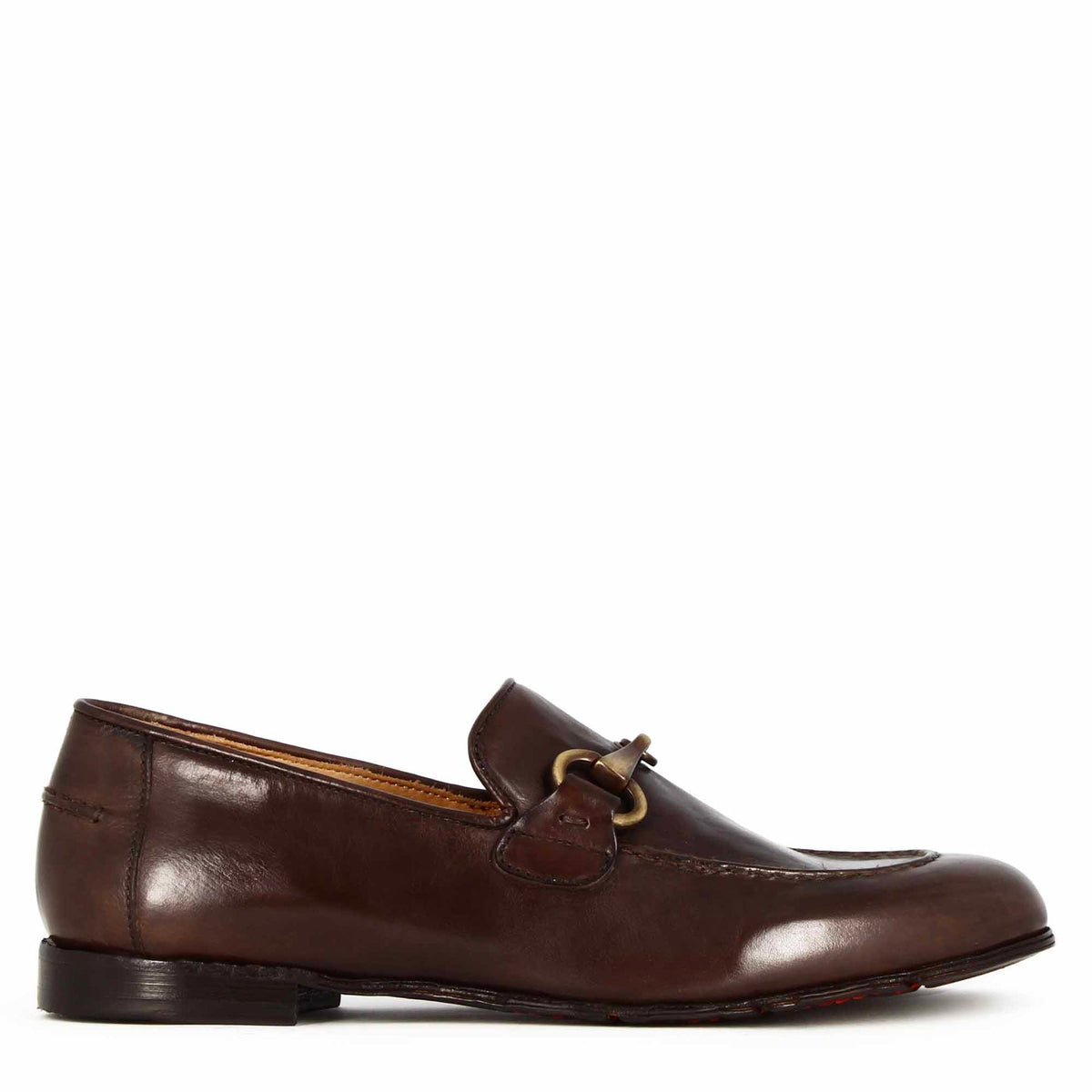 Mocassin homme en cuir marron foncé avec mors