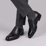 Men's elegant blue wholecut oxford in leather and red lining