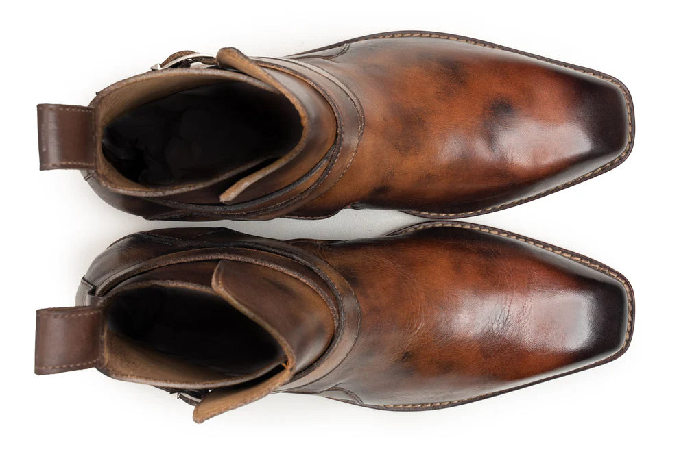 Handmade Men's Brown Leather Ankle High Jodhpur Boots