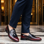 Men's Burgundy Hand Painted Leather Tassel Loafers