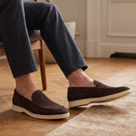 Mocassin décontracté pour homme en daim marron foncé