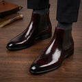 Handmade Burgundy Patina Leather Chelsea Boots