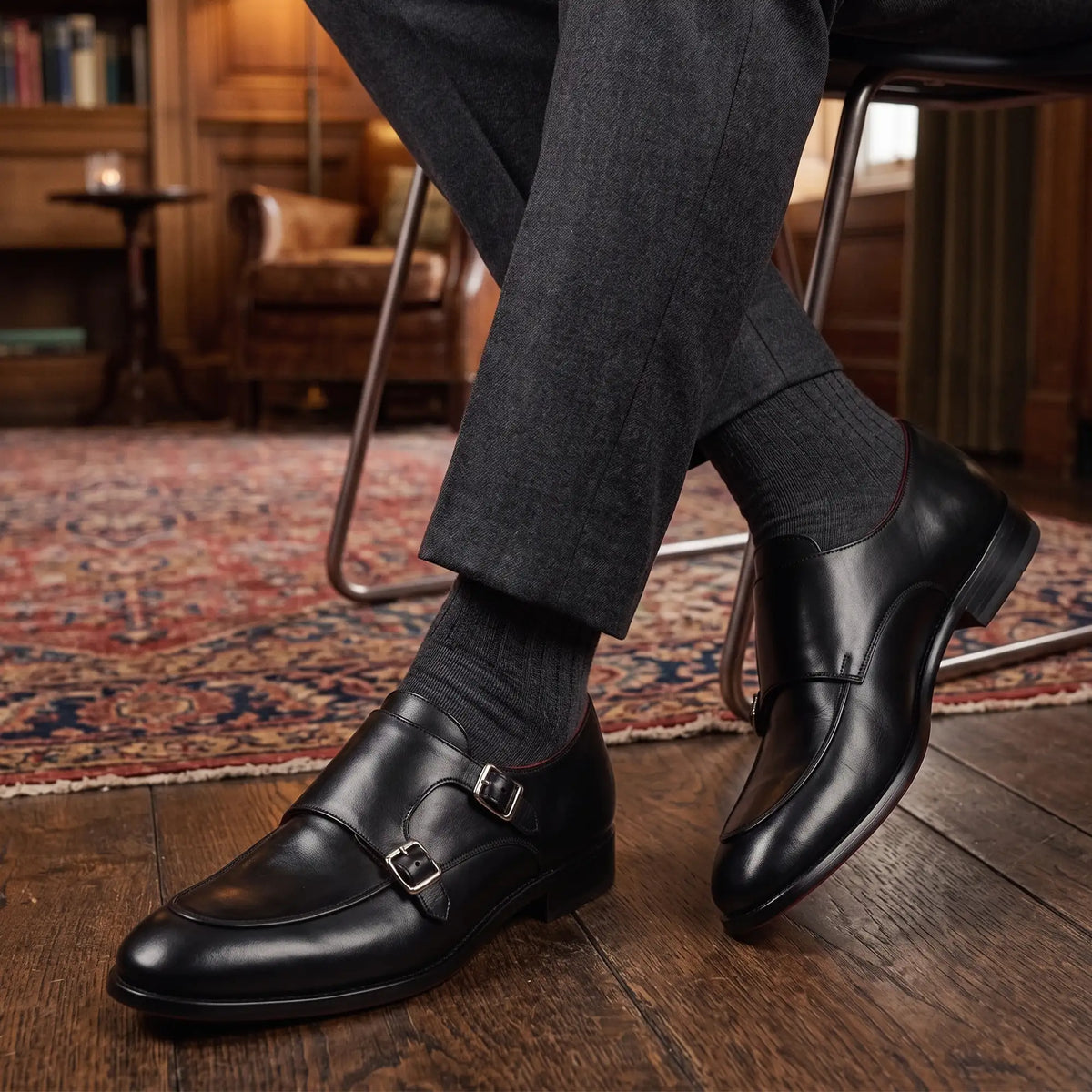 Captoe Double Monk Strap - Black