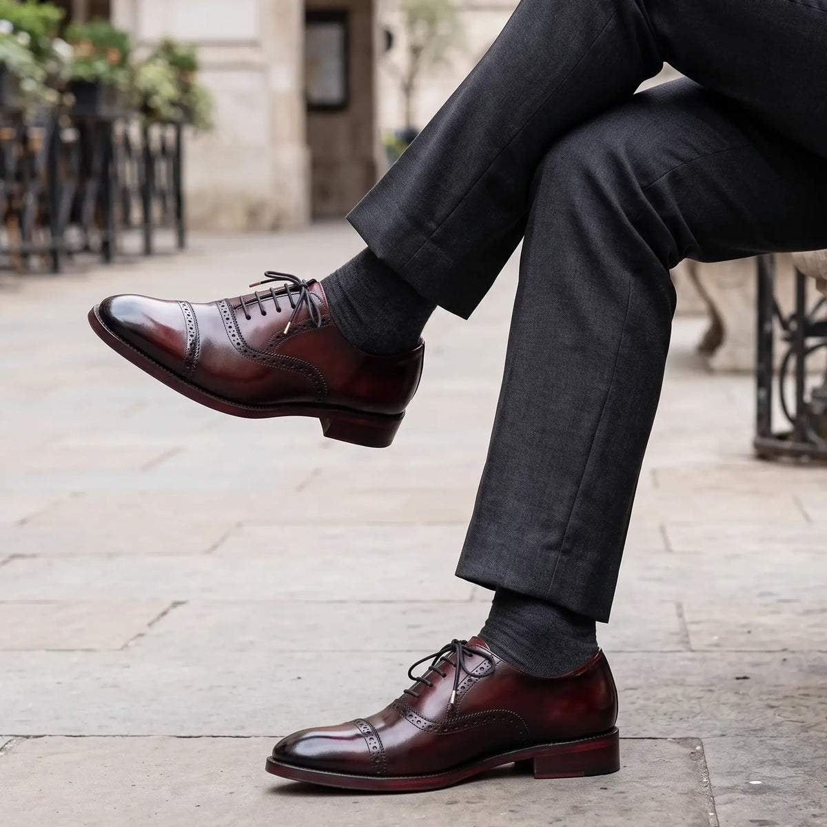 Classic Captoe Oxford - Weinrot