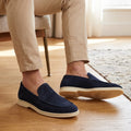 Casual Men's Moccasin In Blue Suede