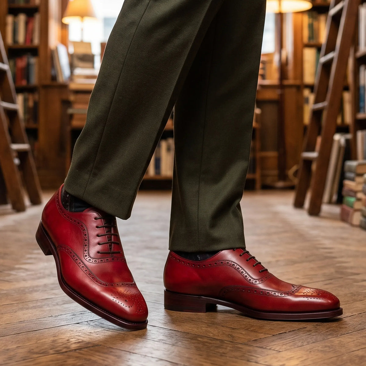 Men's Red Leather Formal Lace Up Oxford Shoes