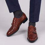 Captoe Double Monk Strap - Croc Brown
