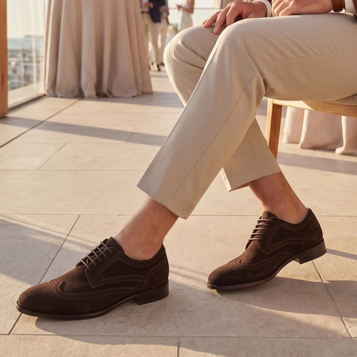 Elegant men's Deby in dark brown suede