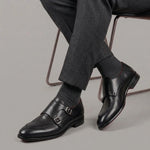 Mocassin noir à double boucle pour homme