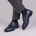 Wingtip Brogue Kiltie Monk Strap- Navy