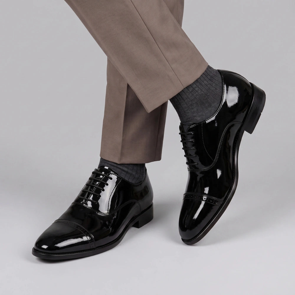 Men’s Patent Leather Oxford Shoes – Patent Cap Toe Formal Dress Shoes