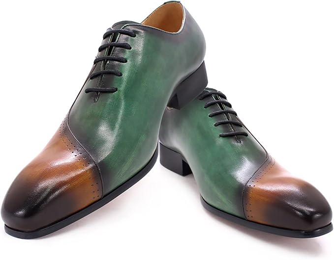 Chaussures Oxford habillées en cuir marron et violet pour hommes