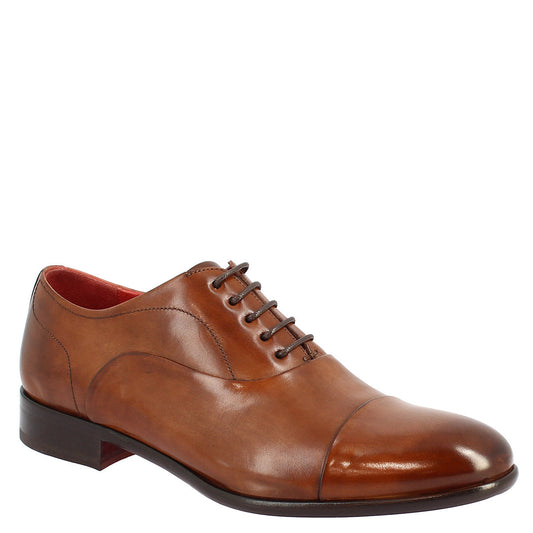 Men's lace-up shoes handmade in brandy leather