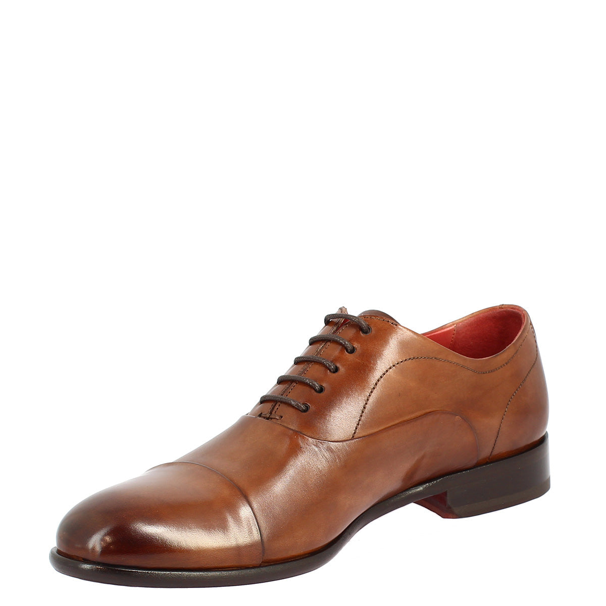 Men's lace-up shoes handmade in brandy leather