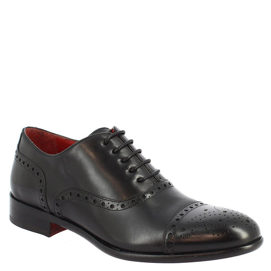 Men's lace-up shoes handmade in black leather