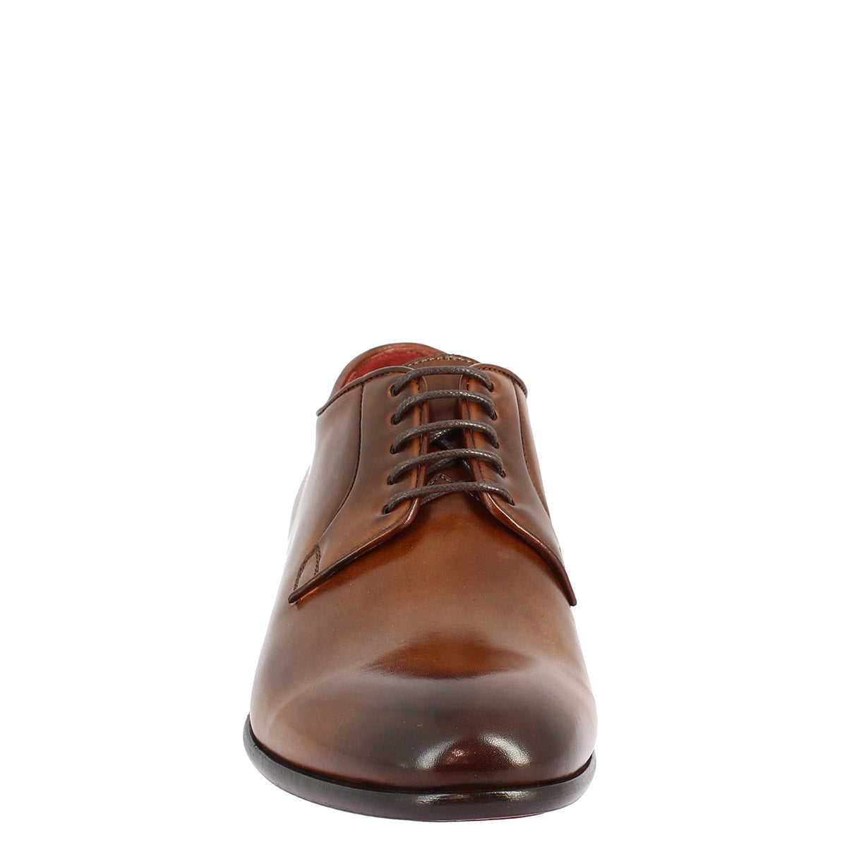 Men's handmade lace-up shoes in brandy leather