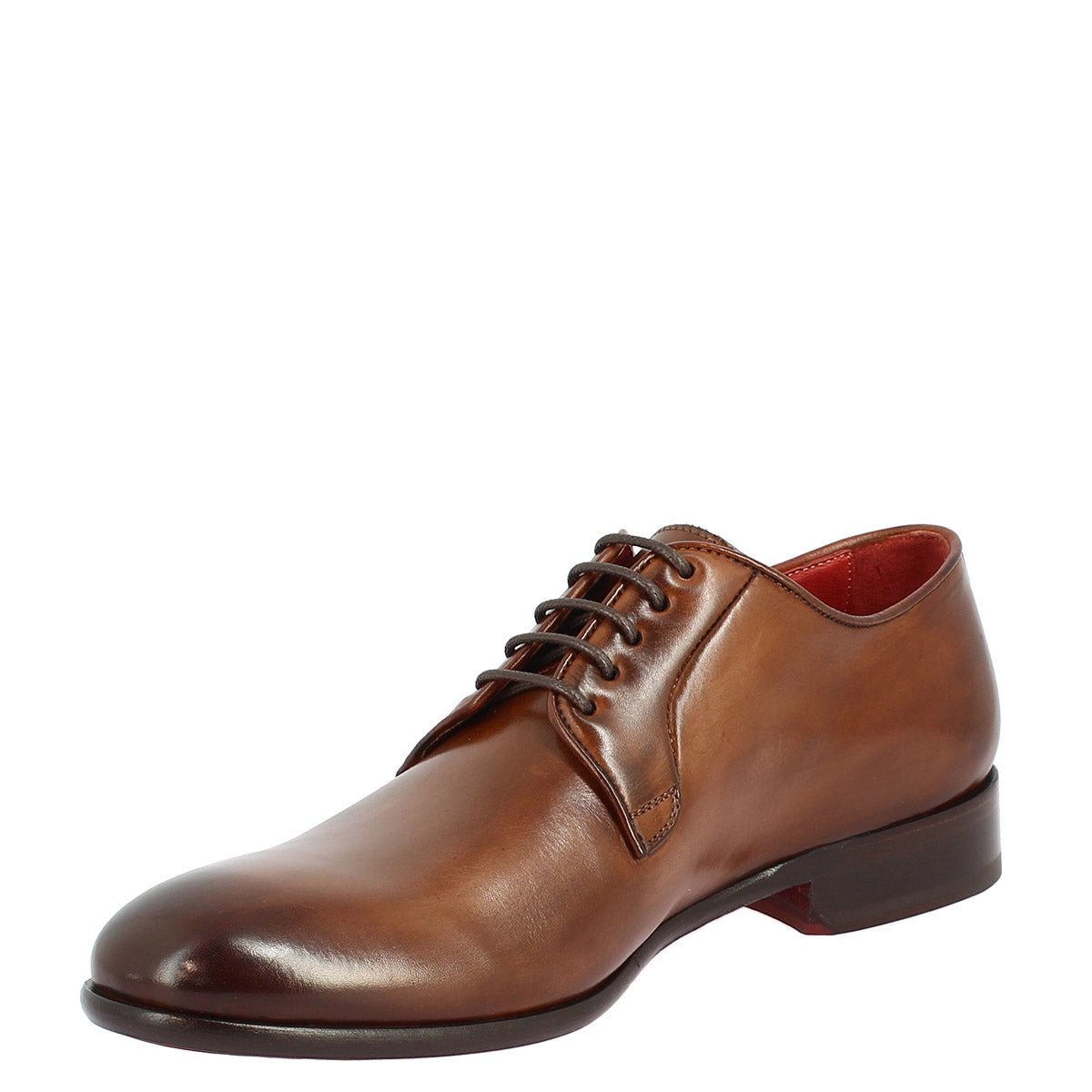 Men's handmade lace-up shoes in brandy leather