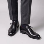 Men's elegant black wholecut leather oxford