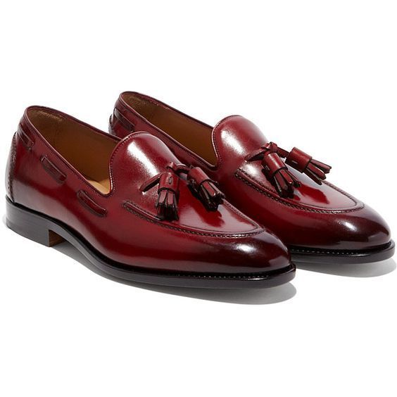 Men's Maroon Leather Tassel Loafers