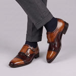 Captoe Double Monk Strap - Tan & Brown