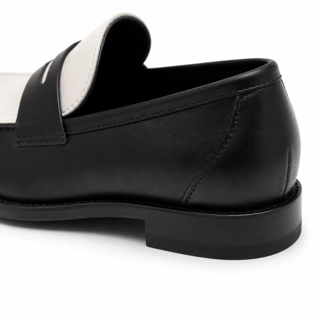 Handmade Men's Black & White Leather Loafers