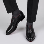 Men's elegant black oxford in leather and red lining