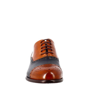 Elegant men's brown and blue semi brogue oxford in leather in just €189.99