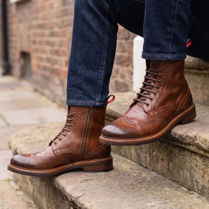 Candy amphibians for men in washed leather in dark tan colour in just £199.99