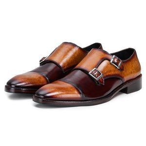 Captoe Double Monk Strap - Tan & Brown in just €190.99