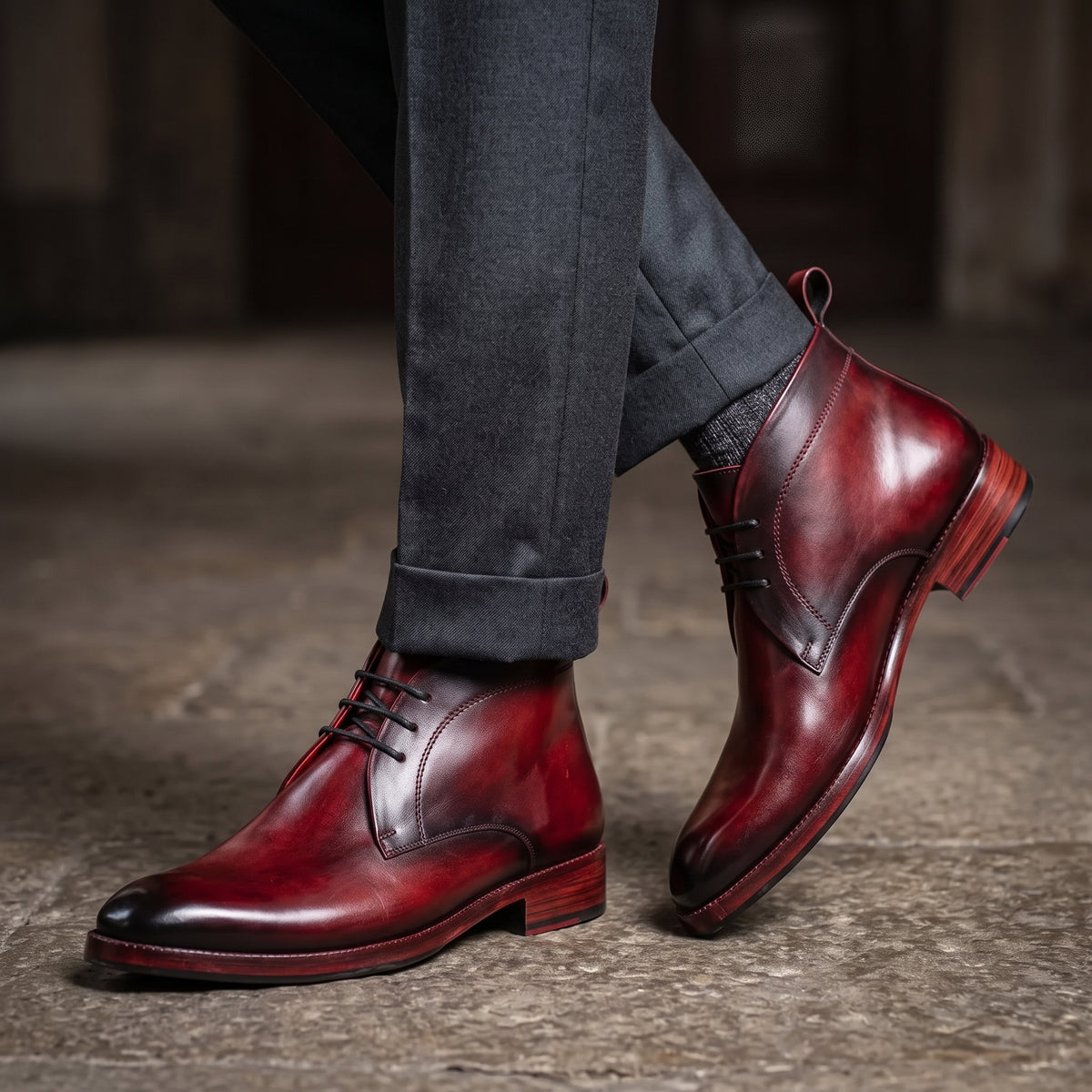 Chukka Boots- Wine Red in just €200.99
