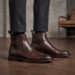 Bottines classiques pour hommes faites à la main en cuir marron