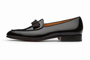 Formal Loafers with Grosgrain Bow - Black Patent