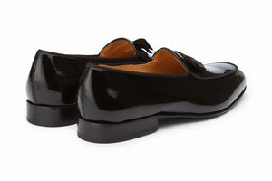 Formal Loafers with Grosgrain Bow - Black Patent
