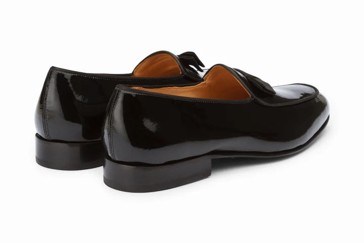 Formal Loafers with Grosgrain Bow - Black Patent