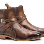 Bottines Jodhpur hautes en cuir noir pour hommes faites à la main