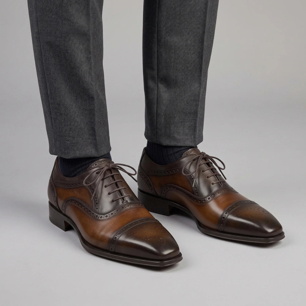 Handmade Men's Brown Leather Brogue Oxfords in just €178.99